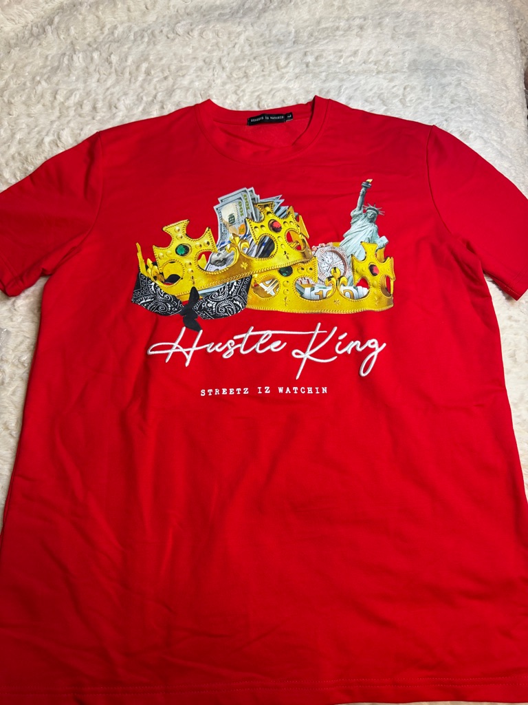 Hustle King Graphic Tee  Red With Yellow Crown